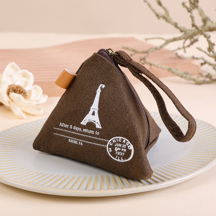 Wholesale Retro coin purse, simple and fashionable canvas cartoon key, cute card bag