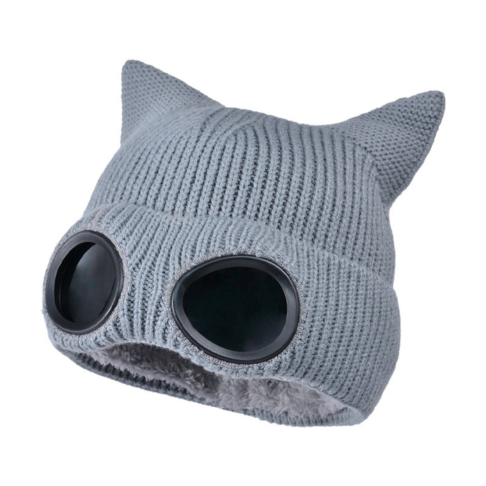 Wholesale Autumn and Winter Windproof Glasses Knitted Wool Cap JDC-FH-BG026