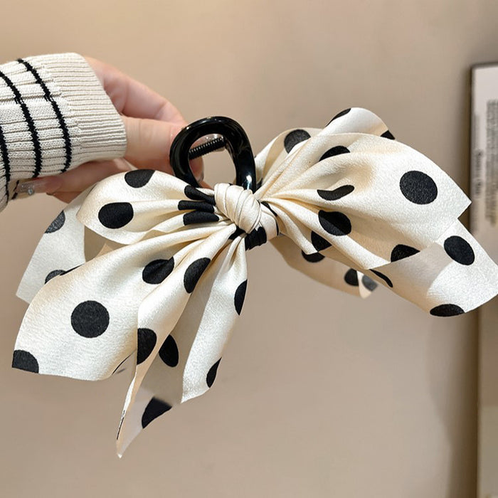Wholesale  Polka Dot Ponytail Clip for Women Satin Bow Sweet Hair Clip Half-Tied Hair  Clip