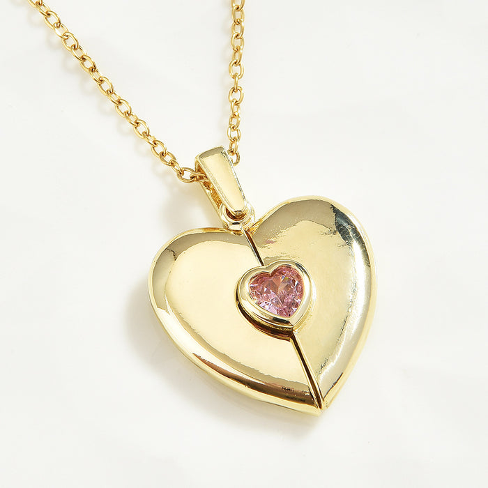 Wholesale Openable heart-shaped gemstone necklaces