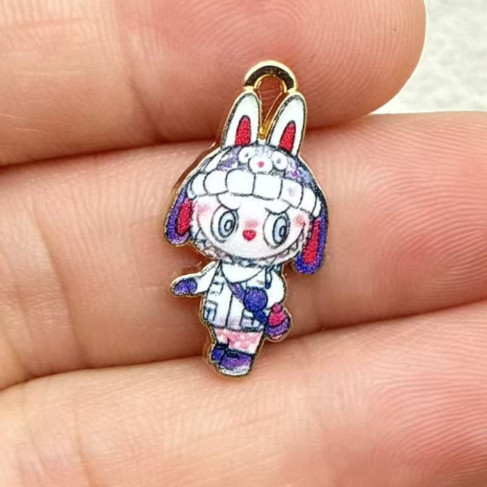 Wholesale 10pcs Cartoon Alloy Printed Oil Drip DIY Bracelet Keychain Pendant