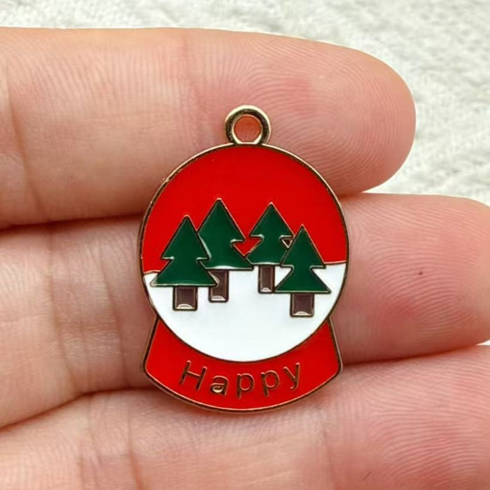 Wholesale 10pcs New oil-drip Christmas-themed alloy accessories  cartoon snowman  reindeer,   DIY pendant accessories