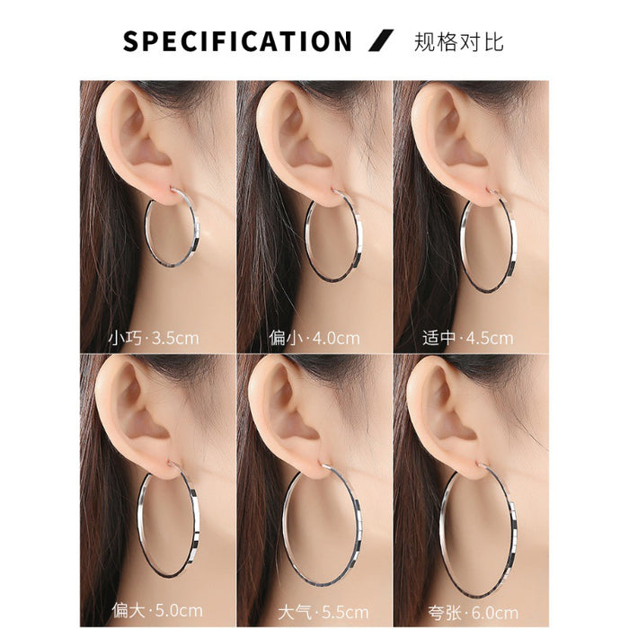 Wholesale Earrings for Women Versatile Earrings  Large Hoop Silver Hoop Earrings