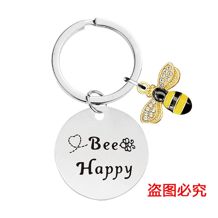 Wholesale Little Bee Thanksgiving Teacher's Day Alloy Keychain JDC-KC-GangGu048