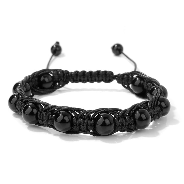 Wholesale Handmade woven bracelet with 8mm stone beads