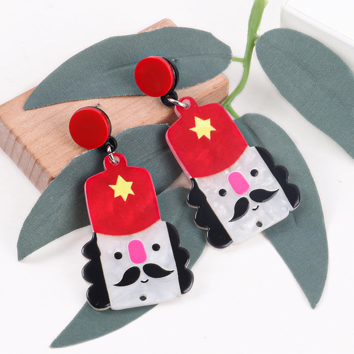 Wholesale Christmas Acrylic Snowman Color Matching Earrings JDC-ES-ChouD003