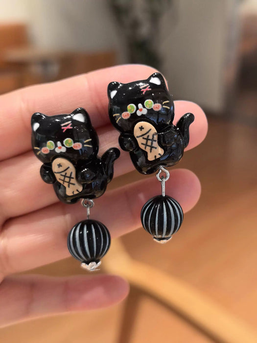 Wholesale Handmade Niche Design Silver Needle cute cat