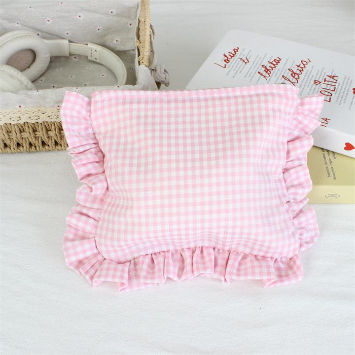 Wholesale Yellow Gingham Ruffle Trim Makeup Bag Large Capacity Portable Cosmetic Organizer For Everyday Use And Boutique Resale