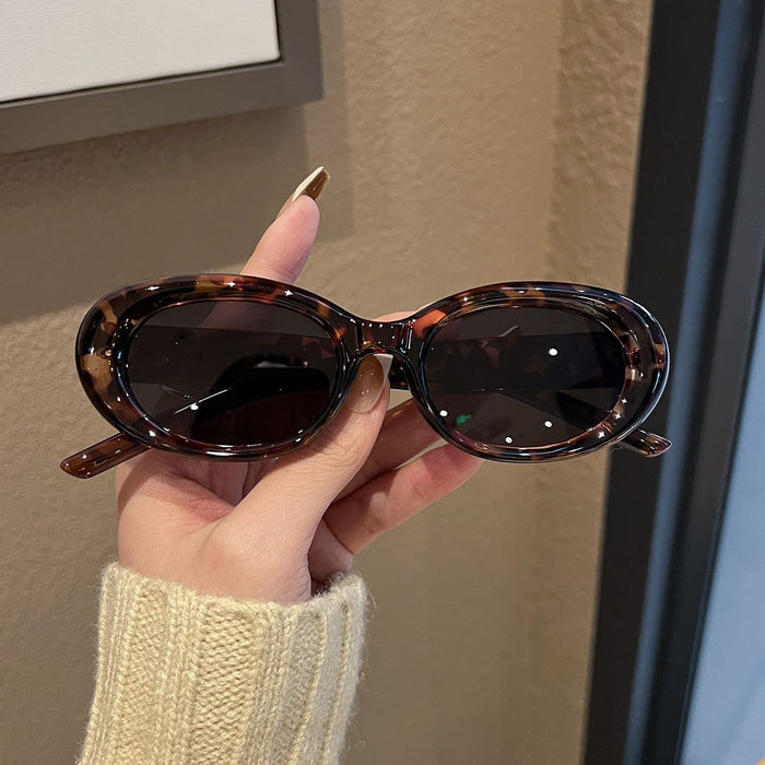 Wholesale  Oval white frame sunglasses  concave sunglasses Women's Big Face cat eye sun protection