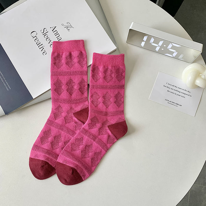 Wholesale New socks, retro mid tube double needle socks, stacked socks