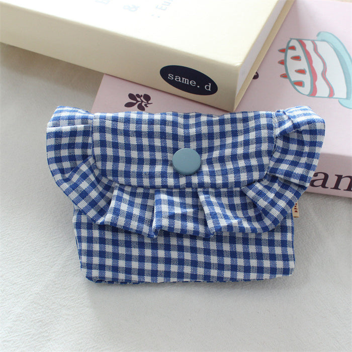Wholesale Gingham Plaid Flap Pouch Card Holder Wallet For Women Portable Purse For Everyday Use Home Storage