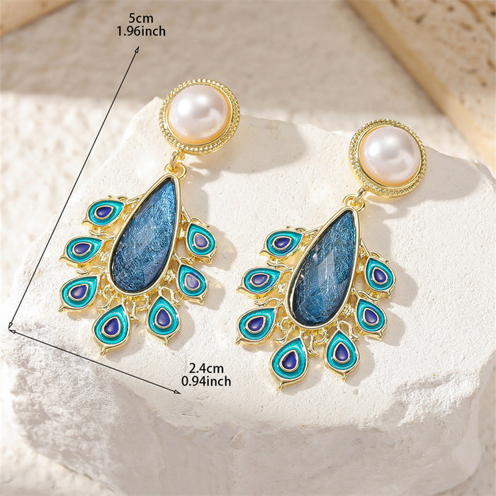 Wholesale French Vintage Rhinestone Pearl Drop Earrings Alloy Geometric MOQ≥2