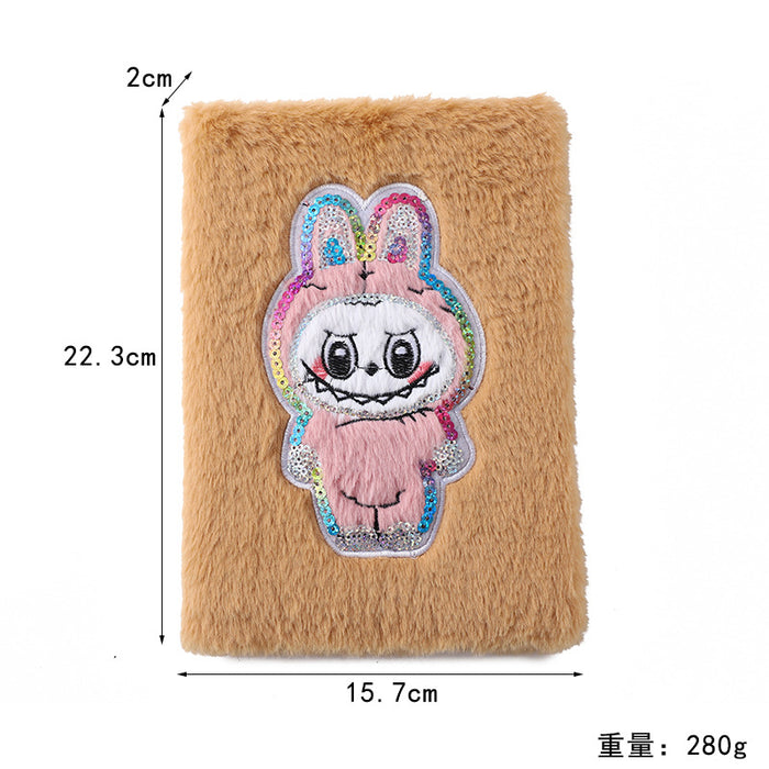 Wholesale Cartoon plush notebook,  cute candy-colored student notebook,  new children' s diary