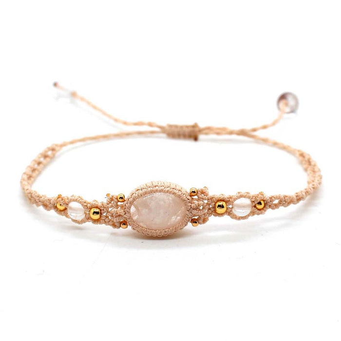 Wholesale Minimalist Amethyst Gemstone Bracelet Oval Braided Stretchable Design Everyday Jewelry Accessory For Women Boutique Resale Gift