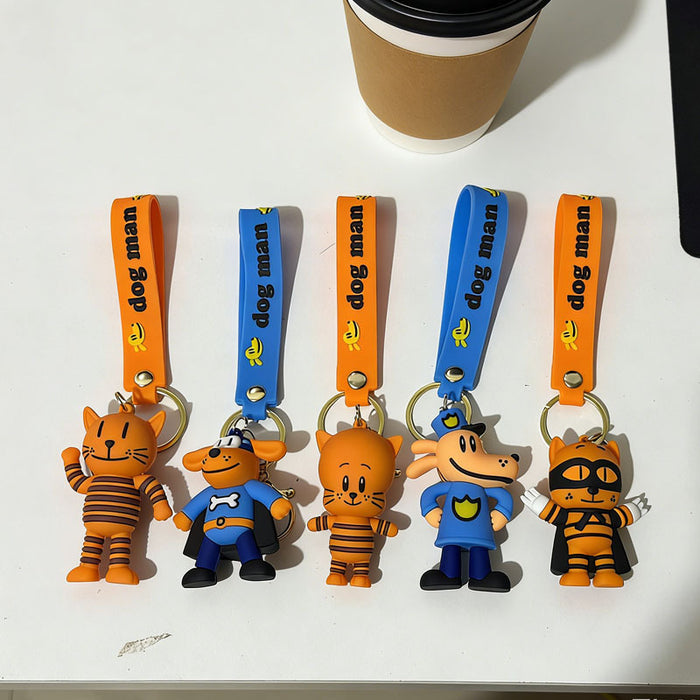 Wholesale Detective Dog Puppy Keychain Silicone PVC Cartoon Car Key Accessory Gift