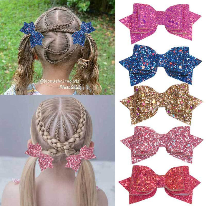 Wholesale Children's Christmas Glitter Fabric Bow Hairpin JDC-HC-Bais003