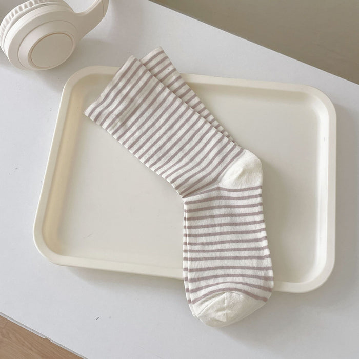 Wholesale Striped socks, mid tube socks, thin and minimalist long socks