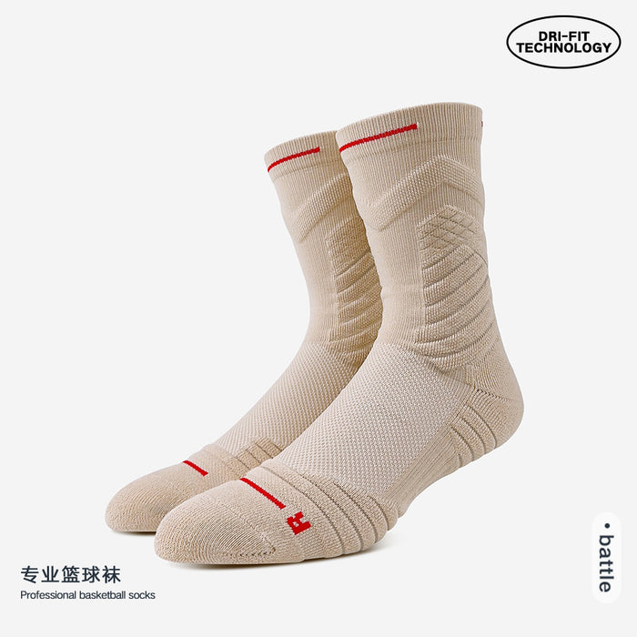 Wholesale Summer professional basketball socks training anti slip running mid tube socks breathable sports sweat absorbing long socks