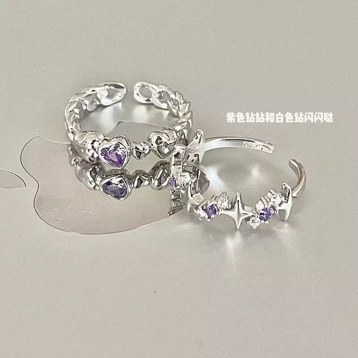 Wholesale Love four pointed star index finger opening ring, niche design, layered ring