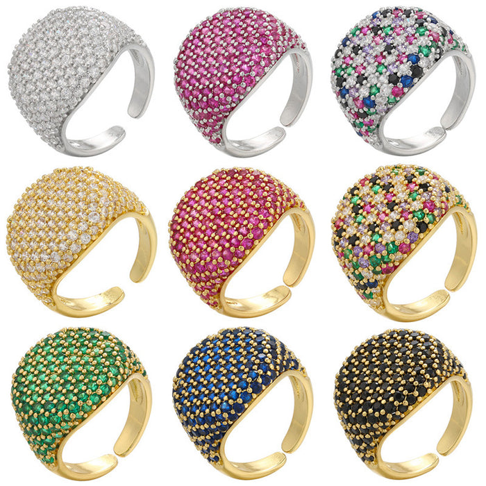 Wholesale Adjustable circular full diamond ring with adjustable opening
