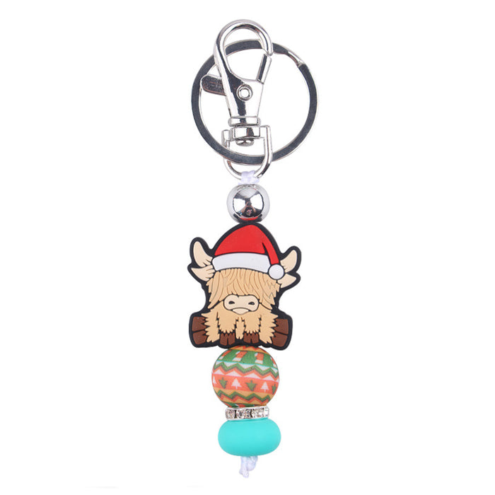 Wholesale Christmas Series Silicone Beaded Keychain JDC-KC-GuangTian028