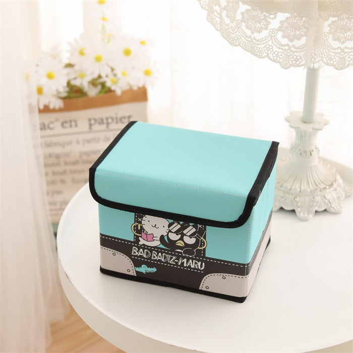 Wholesale Leather Cartoon Desktop Storage Box Foldable Flip Dustproof Cosmetic Case (S) JDC-CS-YC001