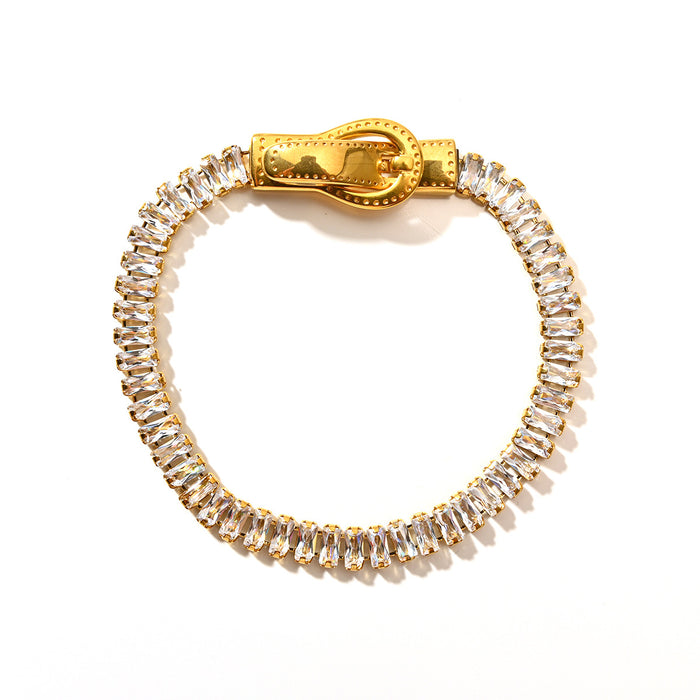 Wholesale Fashionable luxury 18K stainless steel bracelet with zircon, high-end feel bracelet