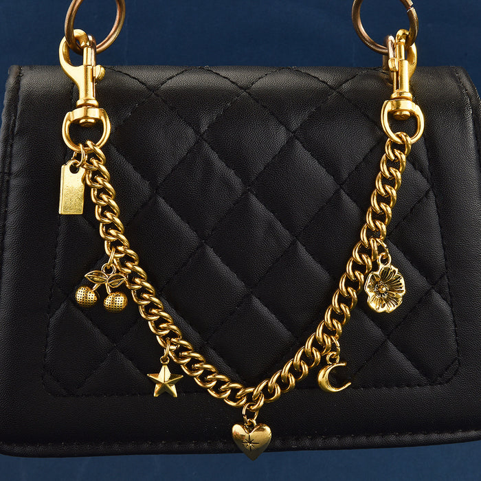 Wholesale Cherry Fruit Pattern Bag Chain Charm Gilt Gold Metal Fashion Decorative Accessory For Bags