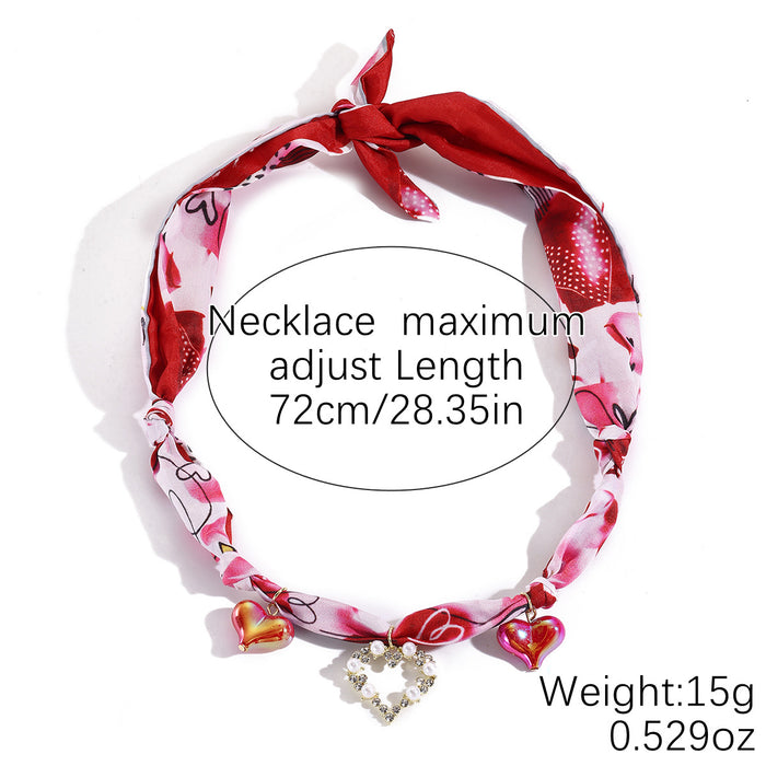 Wholesale Jewelry Summer Silk Scarf Necklace Multi-Pendant Pearl Colorful Silk Scarf Necklace