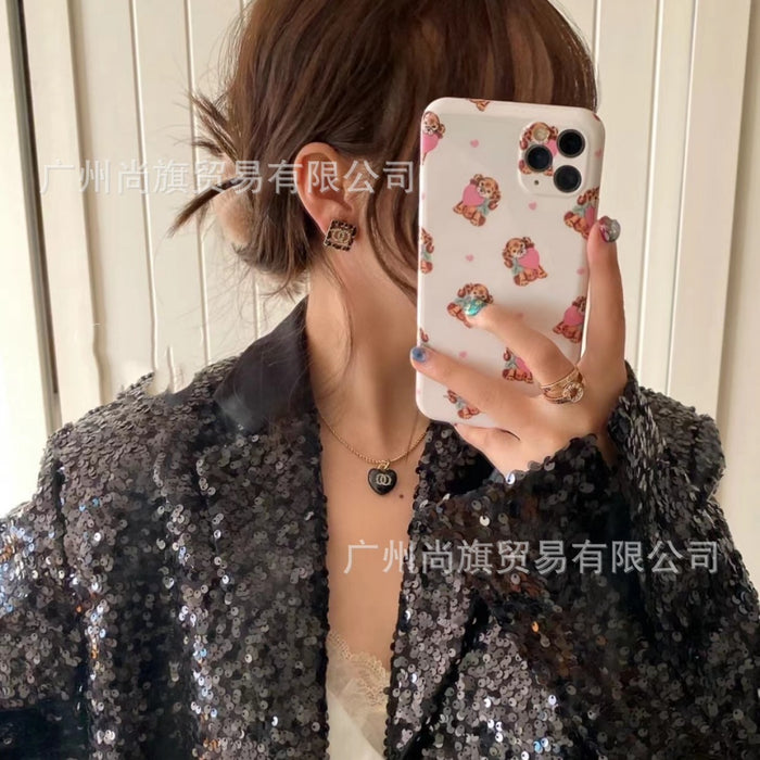 Wholesale Resin black peach heart necklace heart-shaped heart collarbone chain wholesale