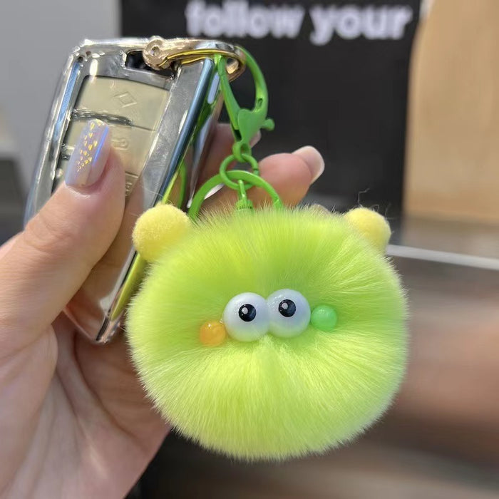 Wholesale Cute  fur ball key chain pendant coal ball schoolbag pendant