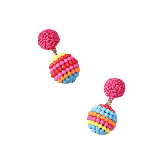 Wholesale Random Color Plum Ball Fashionable Small Fresh Color Earrings JDC-ES-Gute055