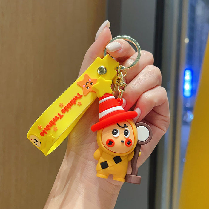 Wholesale Cartoon Star Character 3D PVC Keychain Bag Charm Stylish Student Backpack Pendant Birthday Gift Boutique Resale