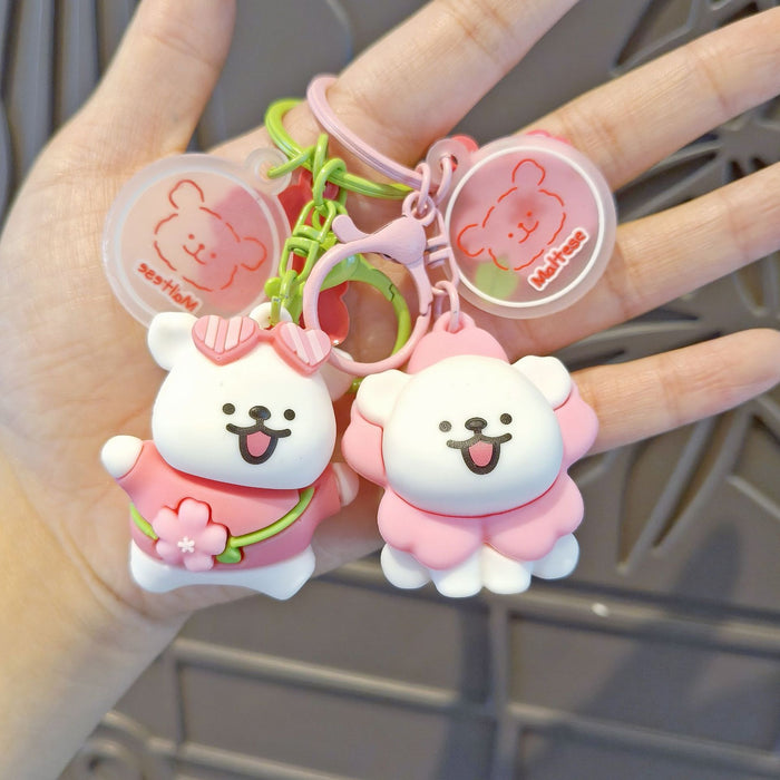Wholesale Line Puppy Silicone Keychain Cartoon Backpack Pendant Gift MOQ≥5