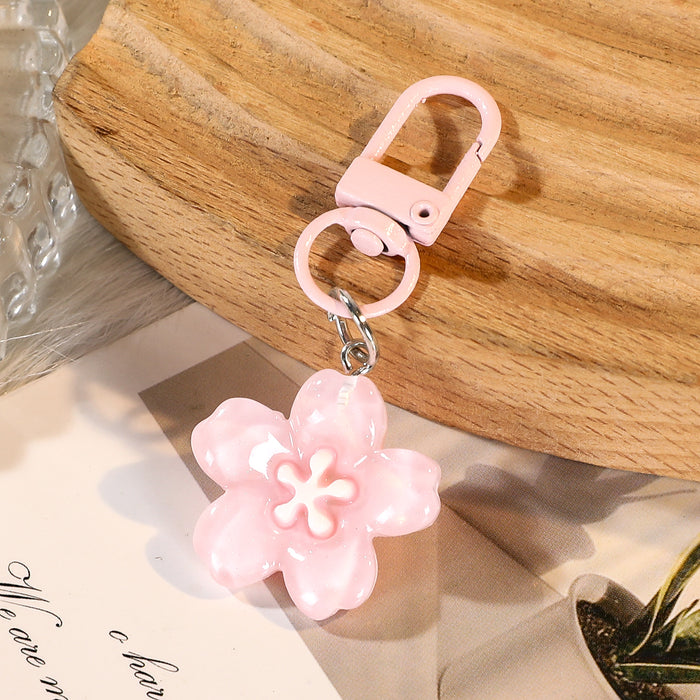 Wholesale Flower Resin Keychain Colorful Translucent Pendant Bag Charm Friend Gift