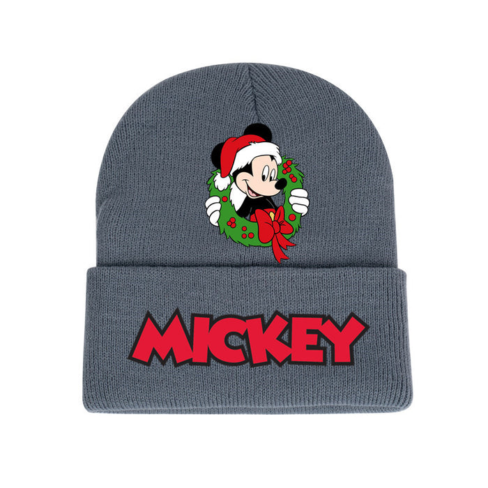 Wholesale Mickey Color Knitted Hat Foreign Trade New Fashion Black Printed Wool Hat Autumn and Winter Warm Ear Protection Hat JDC-FH-WDM013