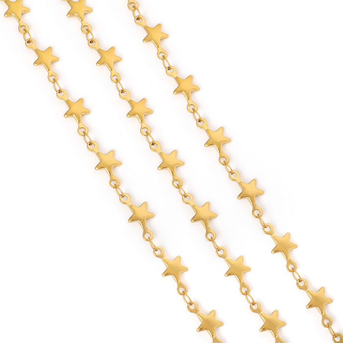 Wholesale Stainless Steel Vacuum Electroplated Gold Peach Heart Dolphin Five-Pointed Star Necklace