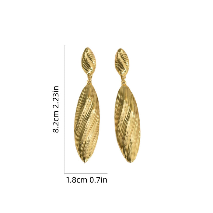 Wholesale Stainless Steel Earrings for Women Striped Long Pendant Earrings Exaggerated Geometric Earrings