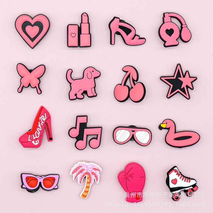 Wholesale New Pink Casual Series Shoes Flower Shoes Buckle Hole Slippers Sports Bracelet Hole Bag Accessories Decorative Buckle