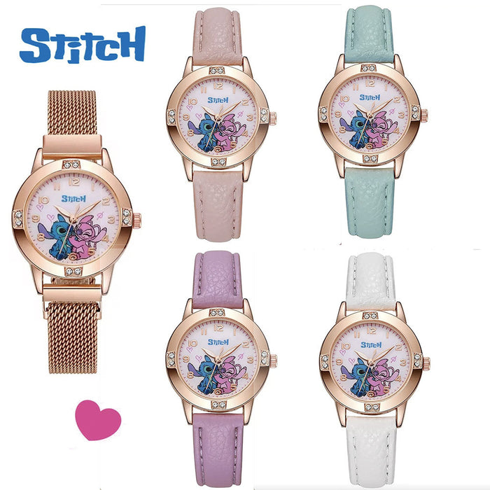 Wholesale Diamond Studded Leather Strap cartoon Watch Women's Quartz