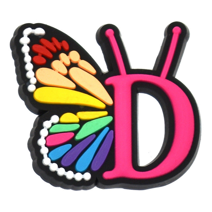 Wholesale 100 PCS PVC Cartoon Butterfly Alphabet DIY Shoe Buckles JDC-SC-RYY004