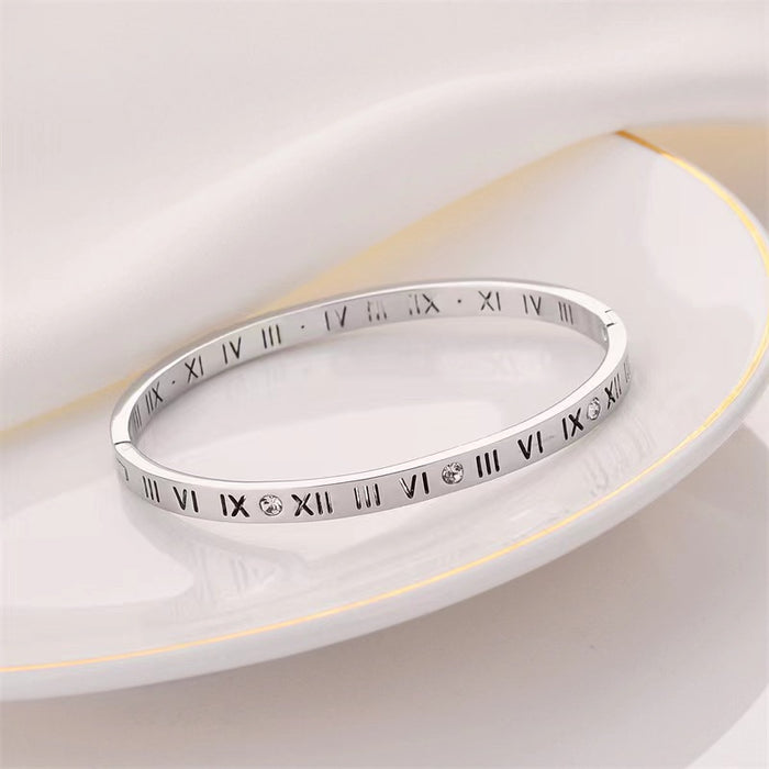 Wholesale Roman Numeral Diamond Stainless Steel Bracelet JDC-BT-Jinh003