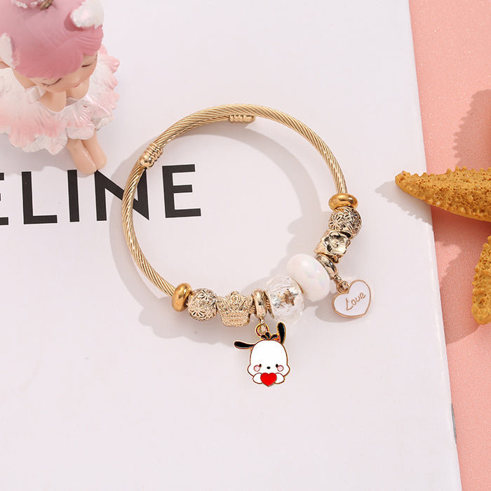 Wholesale Stainless Steel Beaded Bracelet with Heart Pendant Fashion Accessory MOQ≥2