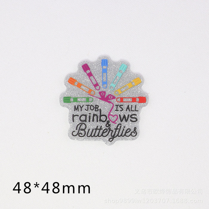 Wholesale Cartoon Letter Beverage Acrylic Pin DIY Patch Accessories JDC-FK-OuYie006