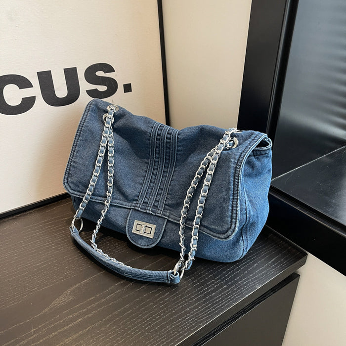 Wholesale Denim Large Capacity Chain Shoulder Bag JDC-SD-ZuoDu001