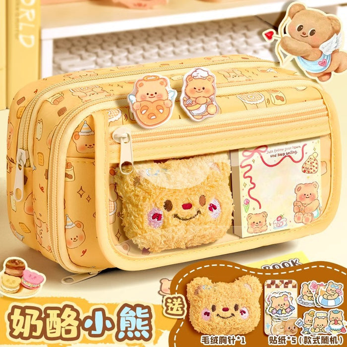 Wholesale Trendy Cute Pencil Case Large Capacity 9-Layer Flip with Butter Bear Design for Students stationery