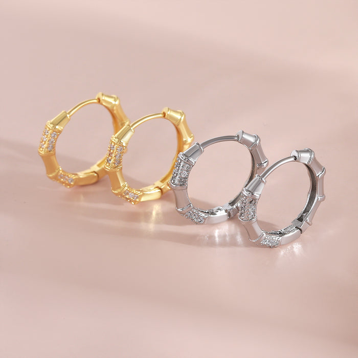 Wholesale New light luxury niche plain ring earrings with diamond studded earrings and versatile temperament earrings