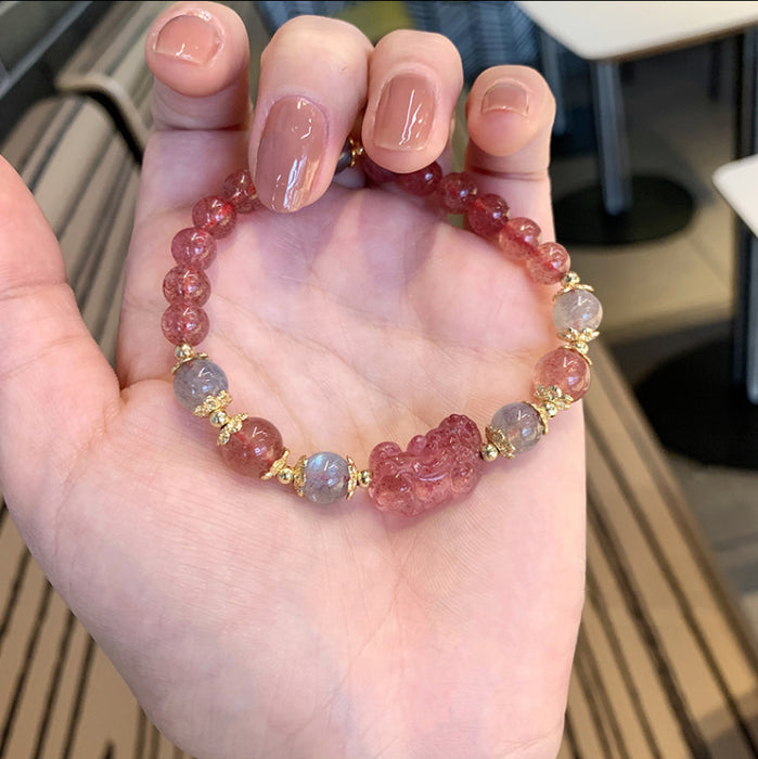 Wholesale Natural Crystal Bracelet Women's Red Hand Rope Weaving Gift