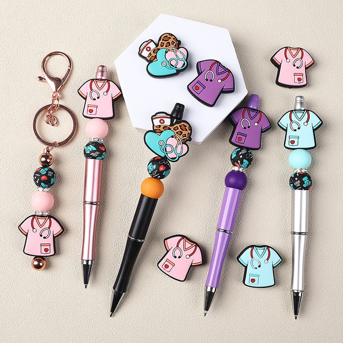 Wholesale 20pcs Cartoon nurse clothing accessories silicone beads creative badge telescopic buckle beaded stethoscope silicone beads