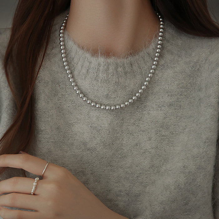 Wholesale Magnetic pearl necklace for women, silver gray, high-end, light luxury